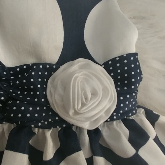 Navy Blue & White Polka Dot Formal Dress Pageant - Picture 2 of 6
